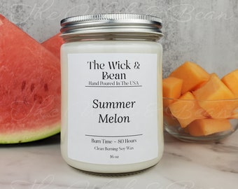 Summer Melon Scented Soy Candle | Fruity  | Hand Poured |Small Batch