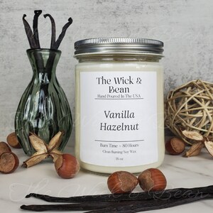 Vanilla Hazelnut Scented Soy Candle | Natural Soy Wax Candle | Container Candle | Dye Free | Hand Poured In Small Batches