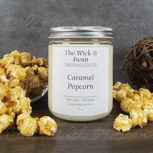 Caramel Popcorn Scented Soy Candle | Natural Soy Wax Candle | Container Candle | Dye Free | Hand Poured |Small Batch