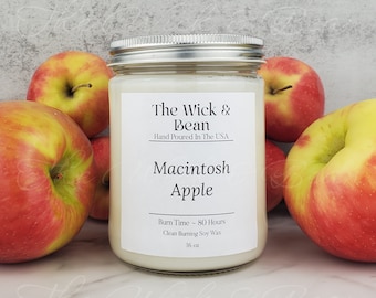 Macintosh Apple Scented Soy Candle | Summer | Fall | Hand Poured | Small Batch