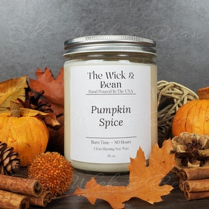 Pumpkin Spice Scented Soy Candle | Fall Scented Candle | Natural Soy Wax Candle | Container Candle | Dye Free | Hand Poured |Small Batch
