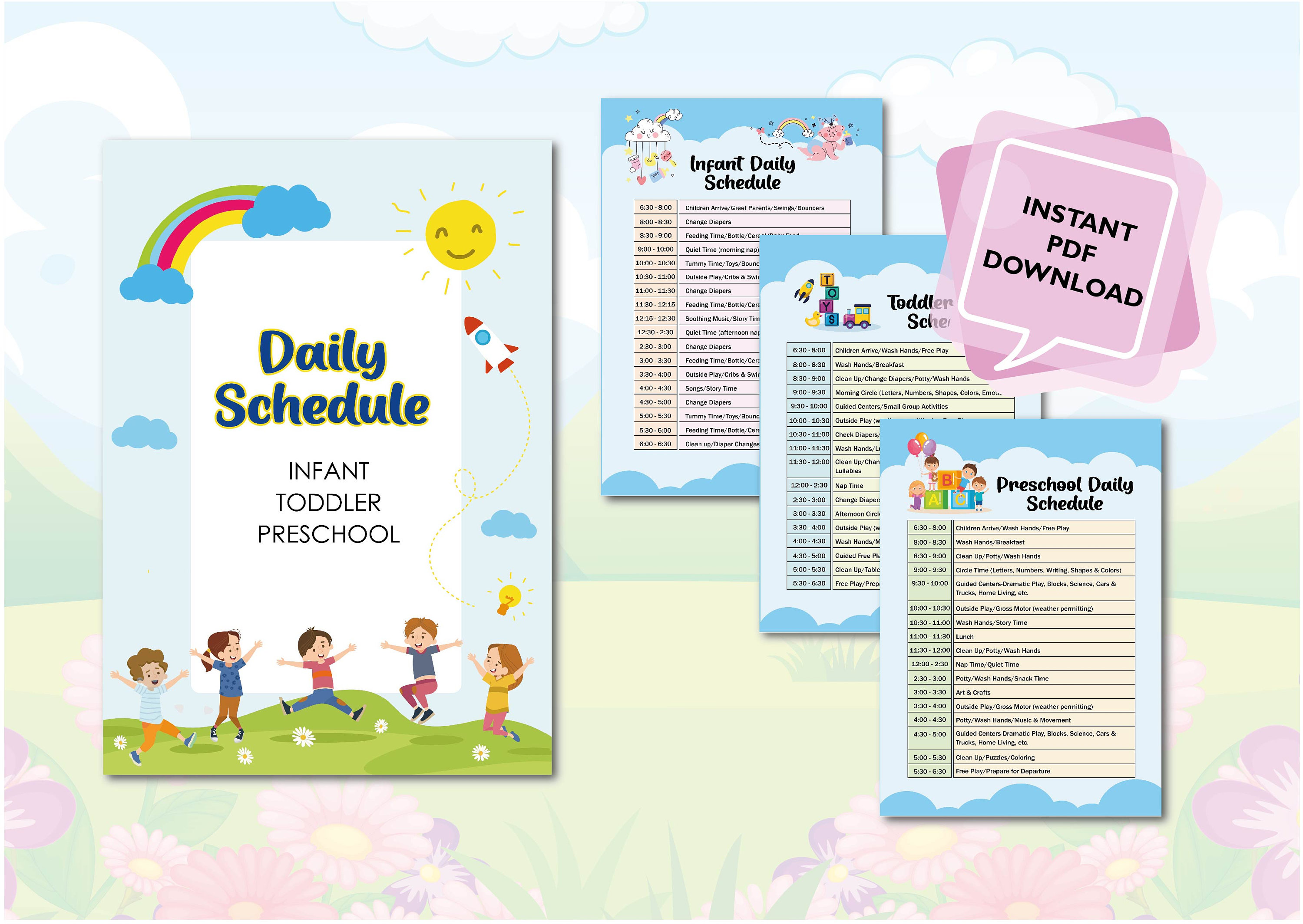 DAYCARE DAILY SCHEDULES / Infant, Toddler & Preschool Daily Schedules