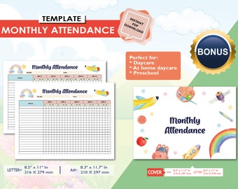 Daycare Sign in Sign Out Printable Attendance Sheet for Preschool ...