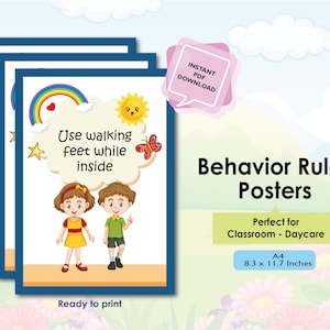 Behavior Rules Poster | Printable Classroom Rules | Elementary School | Teacher Printable | Daycare Classroom Rules Signs | PDF