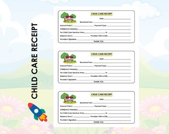 Daycare Business Receipts | Daycare Business Forms | Daycare Branding