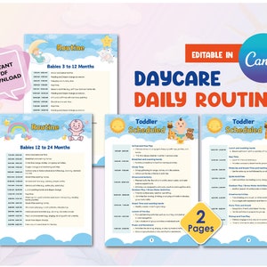 Routine quotidiana per l'asilo nido / Programmi giornalieri per neonati e bambini piccoli / Ideale per l'asilo nido a domicilio / Asilo nido essenziale / Marchio per l'asilo nido