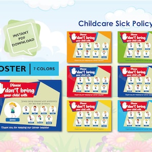 Daycare Sick Policy Poster for Childcare and Daycare