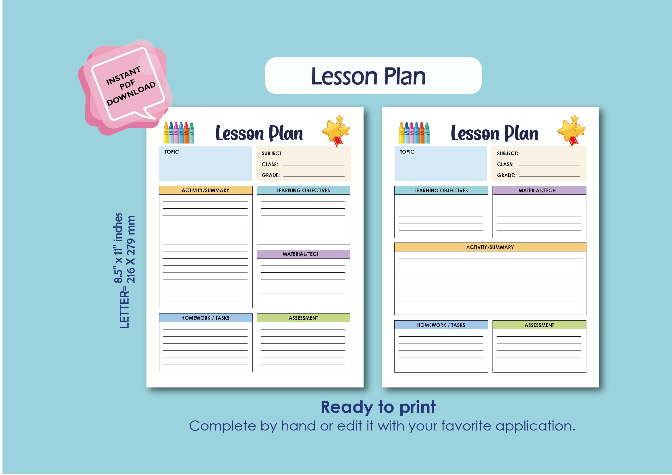 Weekly Lesson Plan Template | Lesson Planner Daily Printable | Lesson ...