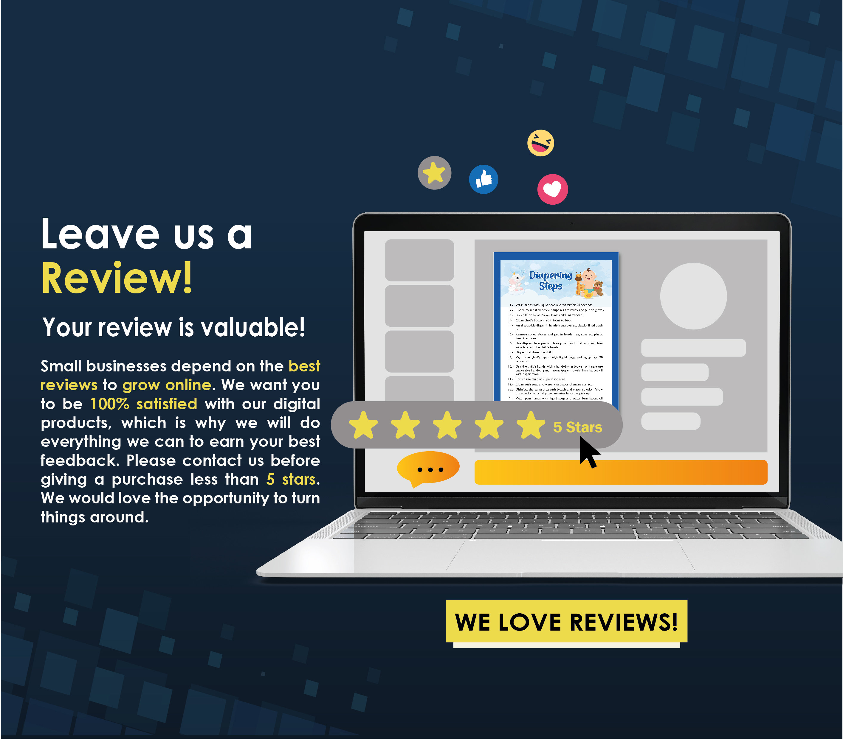 DAYCARE DIAPERING STEPS Poster/ Childcare Center Printable Diapering