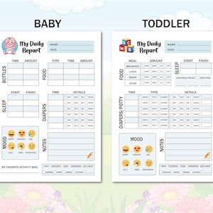 Registro giornaliero per neonati e bambini / Registro delle attività dei neonati / Moduli per l'asilo nido / Marchio per l'asilo nido