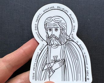 St. Seraphim of Sarov Sticker: Eastern Orthodox Icon Vinyl Decal