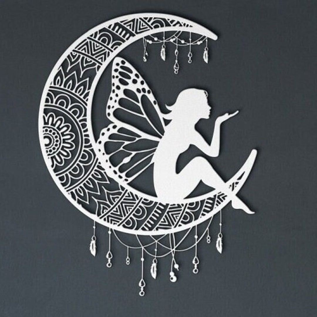 Moon Fairy Metal Sign Wall Hanger Metal Art Etsy