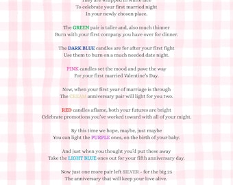 Poema de una cesta de velas; Regalo para despedida de soltera; Despedida de soltera; Pareja; Aniversario