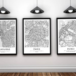 CUSTOM CITY Map, Personalized Map Poster, Printable Map Wall Art, Instant Download Map of Your Location, Any Town, City, Map Gift, DIGITAL