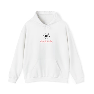 darkside Unisex Heavy Blend Hooded Sweatshirt black logo red font