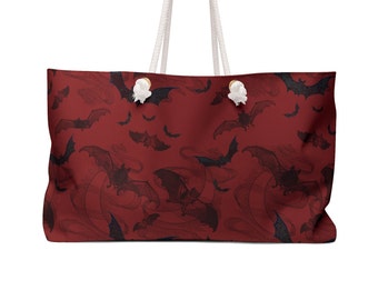 Bolsa de fin de semana con murciélagos Bolsa de viaje para Halloween con murciélagos voladores