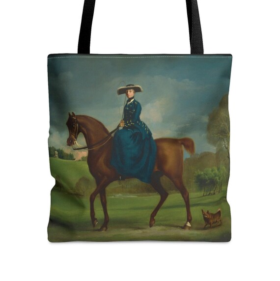 Woman Rider Equestrian Tote Bag Sidesaddle The Countess of Coningsby in the Costume of the Charlton Hunt by George Stubbs. comes in 3 sizes