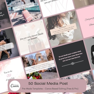 Boss Babe, Social Media Content, Editable Canva Templates Free/Pro,  Instagram, Girl Boss, Motivational, Empowering Post, That Girl Posts