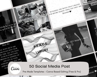 Instagram Templates: Black and White Posts (canva Editable) - Etsy
