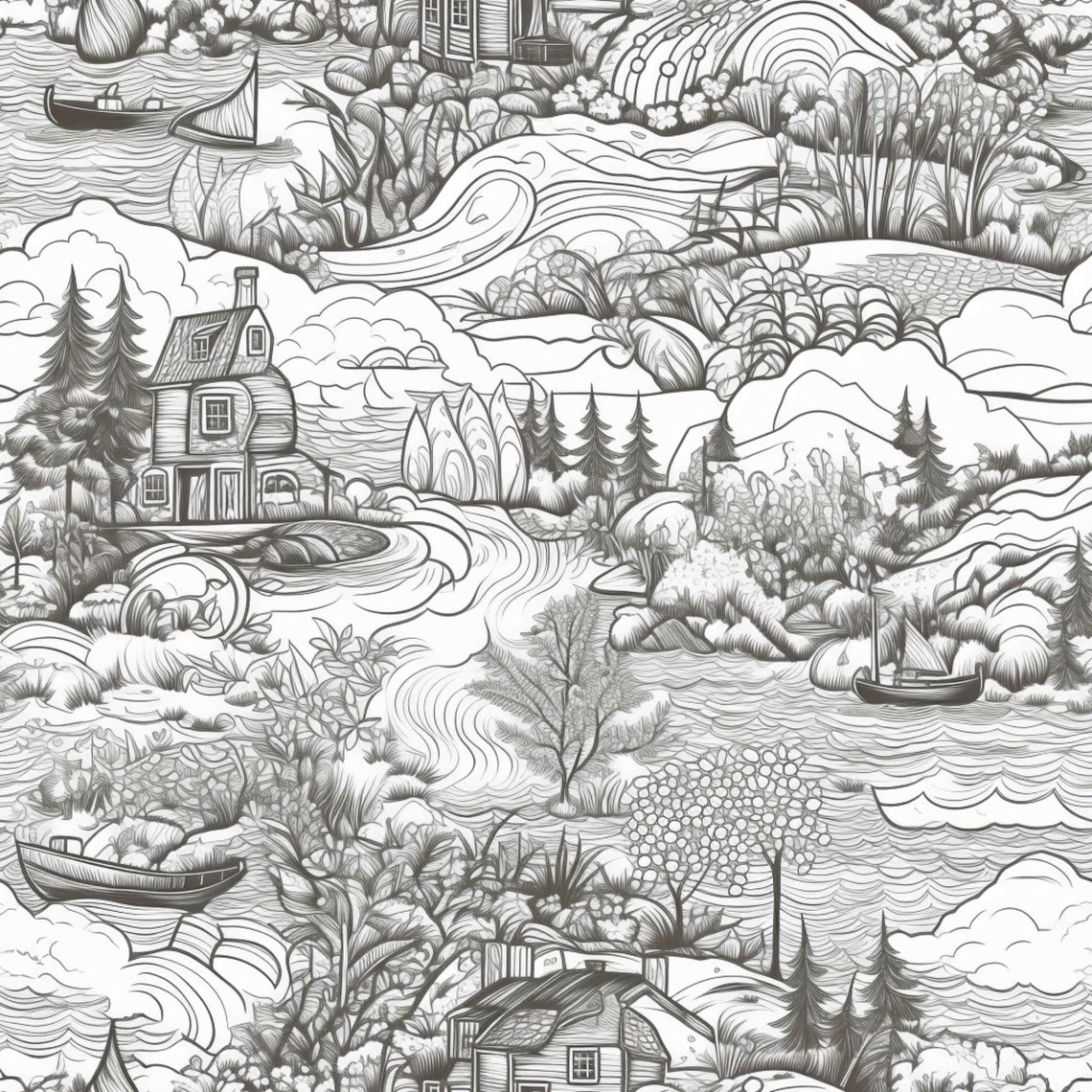 70 Nature's Beauty Printable Scenery and Flower Colouring Pages Perfect ...