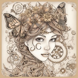 65 Steampunk Fairy Colouring Pages, Unleash Your Inner Artist with These Mesmerizing fairy&#39;s perfect for printing or software on an iPad