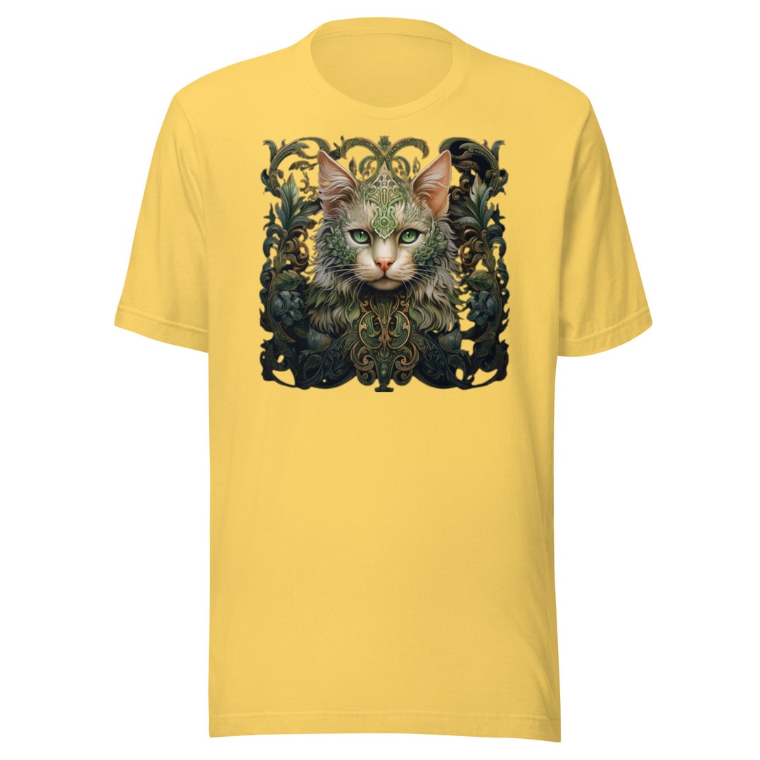 Groovy Whiskers Ornate Funky Cat Graphic Tee Shirt for Cat Lovers Etsy