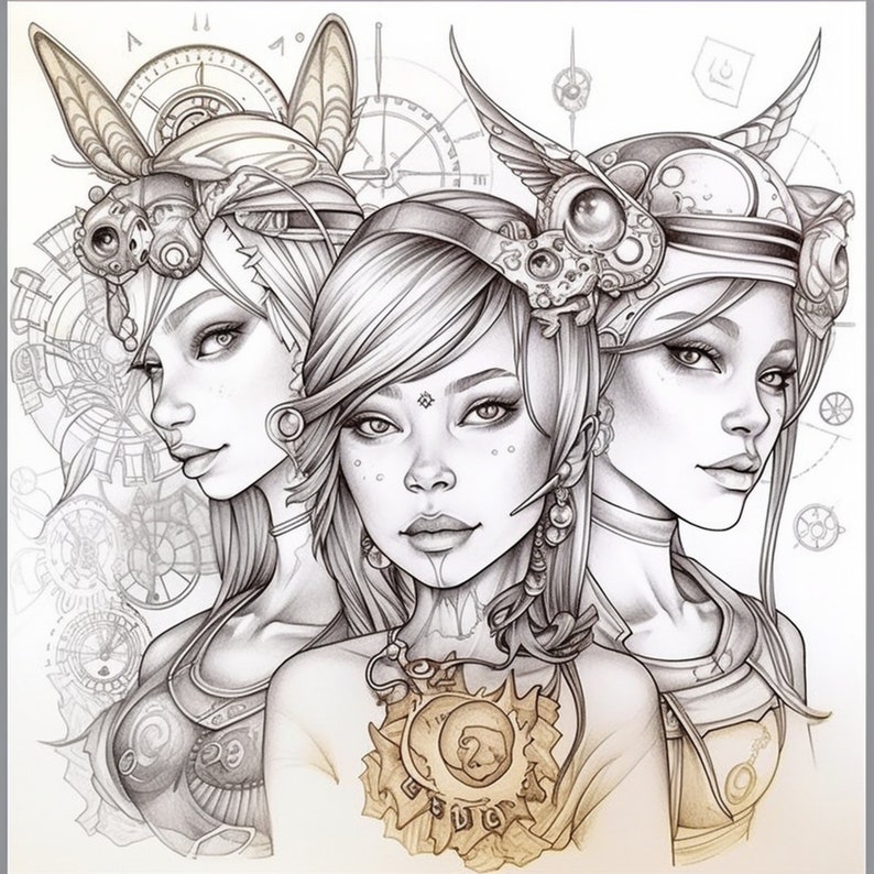 65 Steampunk Fairy Colouring Pages Unleash Your Inner Artist - Etsy