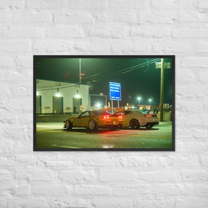 Need for Speed - Behind the Scenes with Krispy - Mazda RX7 Chevy Camaro - Framed Photo Paper Poster