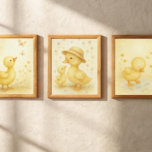 Baby Duck Nursery Prints – Cute Duckling Wall Art for Kids Room | Baby Animal Digital Download | Baby Shower | Instant Download | Set of 4