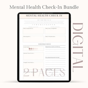The Ultimate DAILY MENTAL HEALTH Check in Planner || Mood tracker, self-care check in, daily check in journal, daily reflection worksheet