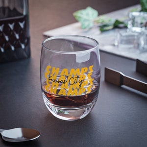 Kansas City Champs Whiskey Glass, Football Super Bowl Champions