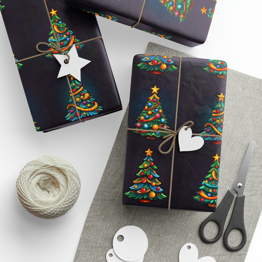 Decorated Christmas Tree Wrapping Paper - Etsy