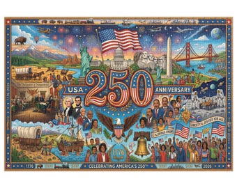 USA 250th Anniversary Jigsaw Puzzle - 1000 Pieces | American History Patriotic Collage | 1776-2026 Semiquincentennial