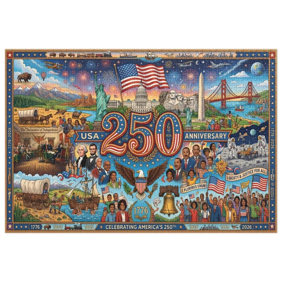 希少 JOHN EINERSSEN JIGSAW PUZZLE 1000PCS USA 250th Anniversary Jigsaw Puzzle - 1000 Pieces | American