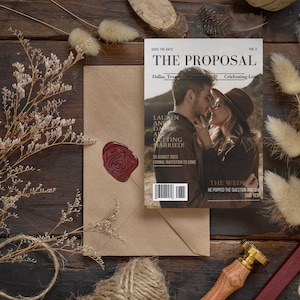 Magazine-themed Save the Date Digital Print | Editable, Digital Download | Boho, Cute News Announcement | Save the Date Proposal | Instant