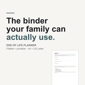End of Life Planner Fillable PDF | Emergency Binder | When I Die Binder | Important Documents Organizer | A4 + US Letter Printable