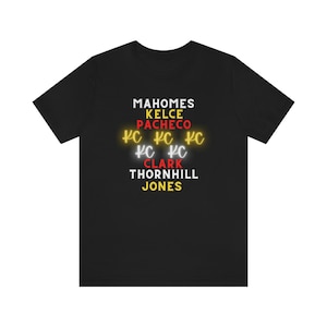Mahomes, Pacheco, Jones, Kelce, Kansas City Chief&#39;s Football, Jersey Short Sleeve Tee, kansas city chiefs, kansas city chiefs shirt, chiefs