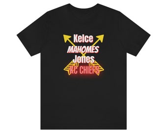 Kelce, Jones, Mahomes, Kansas City Chief's Football, camiseta de manga corta Jersey, jefes de la ciudad de kansas, camiseta de los jefes de la ciudad de kansas, jefes, fútbol