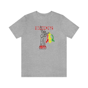 Exodus; Jersey Short Sleeve Tee, Bob Marley, merch, graphic tee, music, music tee, music tee shirt, Jamaican, reggae, trendy shirt, gifted