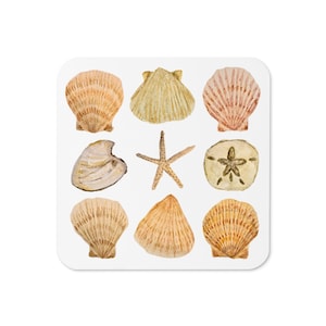 Watercolor Sea Shell Pattern Cork-back coaster