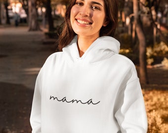 MAMA White Hoodie, Gift For Mom, Mama To Be Hoodie, Mom Hoodie, New Mom Gift, Mom Gift, Pullover Hoody