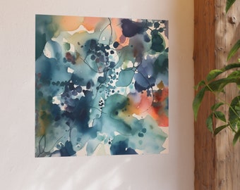 Abstracte kunst, aquarel, originele kunst, slaapkamer, woonkamer, eetkamer, kinderkamer