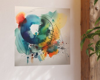 Abstracte kunst, aquarel, originele kunst, slaapkamer, woonkamer, eetkamer, kinderkamer