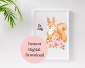 Nursery Printable Wall Art. Woodland Animal Decor. Watercolor Bear, Deer, Racoon, Fox, Rabbit, Owl, Squirrel Art Print