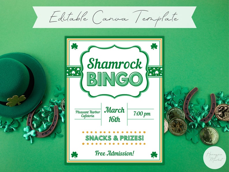 Shamrock Bingo Flyer Template Etsy Shamrock Bingo Flyer Template Etsy