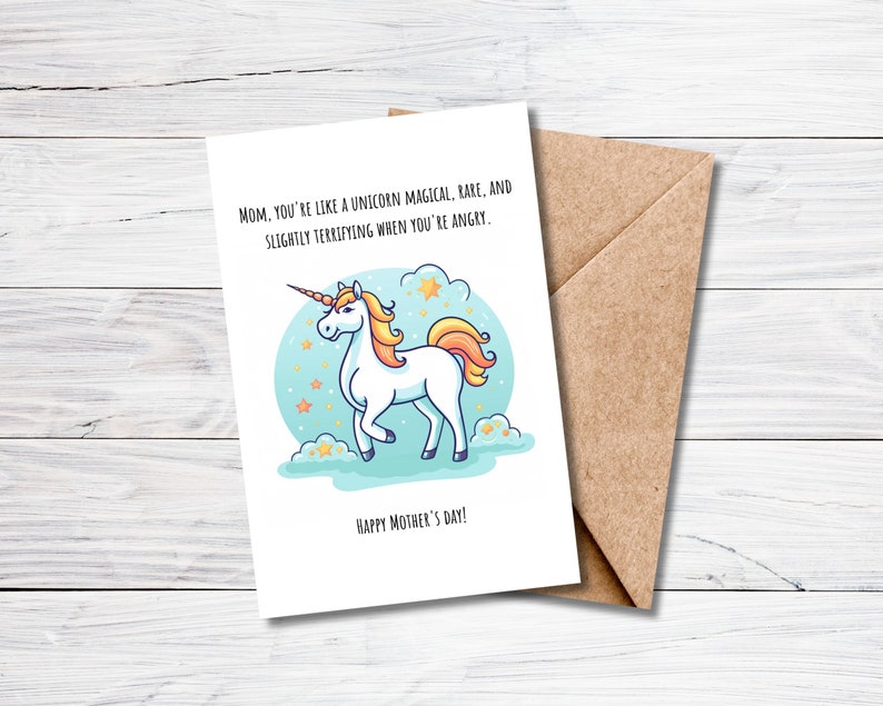 Unicorn Mother's Day Printable Card, Unicorn, Funny Card, Greeting Card ...