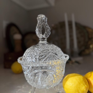 Vintage Swan Crystal Candy Dish with lid
