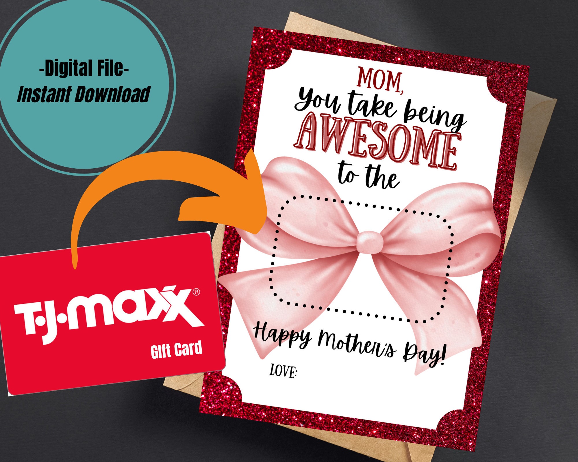 Printable Mother's Day Gift Card Holder, TJ Maxx, Appreciation (digital