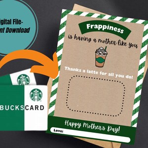 Tarjeta imprimible del día de la madre Apreciación de mamá, Mamá especial, Cumpleaños de mamá, Regalo fácil de mamá, Titular de la tarjeta de regalo de Starbucks, tarjeta de regalo imprimible