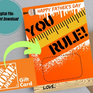 Tarjeta imprimible del día del padre, agradecimiento de papá, papá especial, cumpleaños de papá, regalo fácil de papá, titular de la tarjeta Home Depot, tarjeta de regalo imprimible